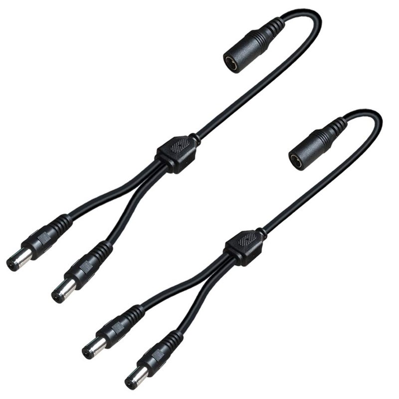 SIOCEN 2 Pack DC Power 1 Female to 2 Male 5.5mm x 2.1mm DC Power Supply Splitter Cord for Surveillance Camera Cable Barrel Plug,Y Splitter Adapter Wire,2 Way Y-Cable for CCTV Security Camera,LED Strip Light - Image 1